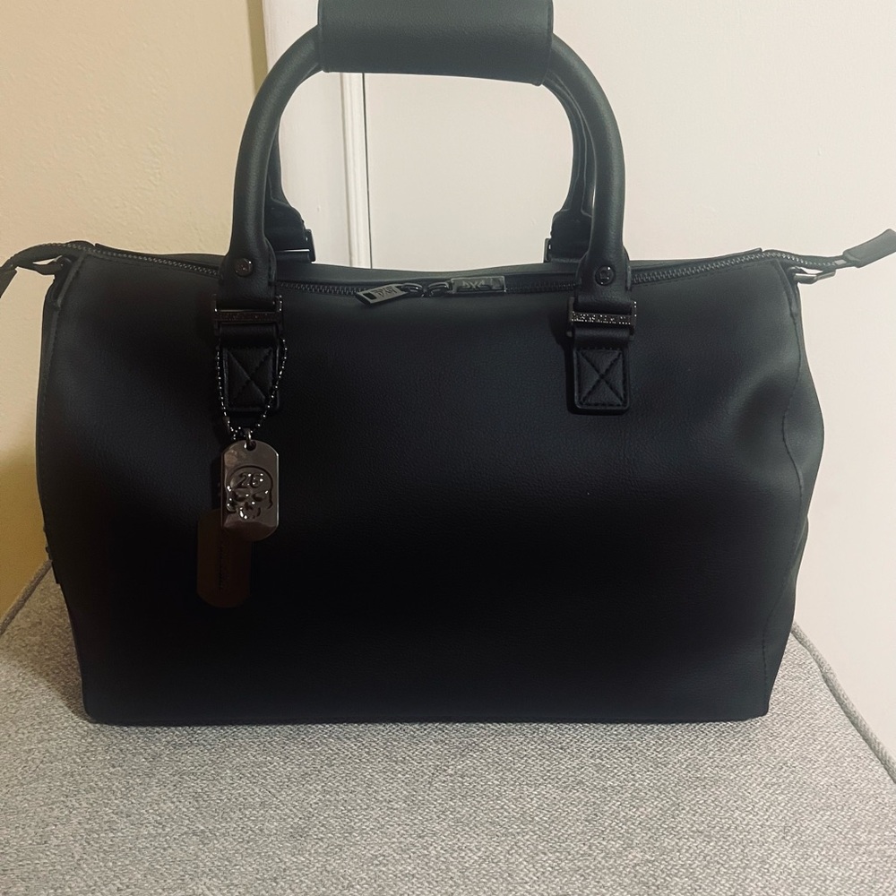 PXG Black Cactus Leather Duffel-Style Handbag